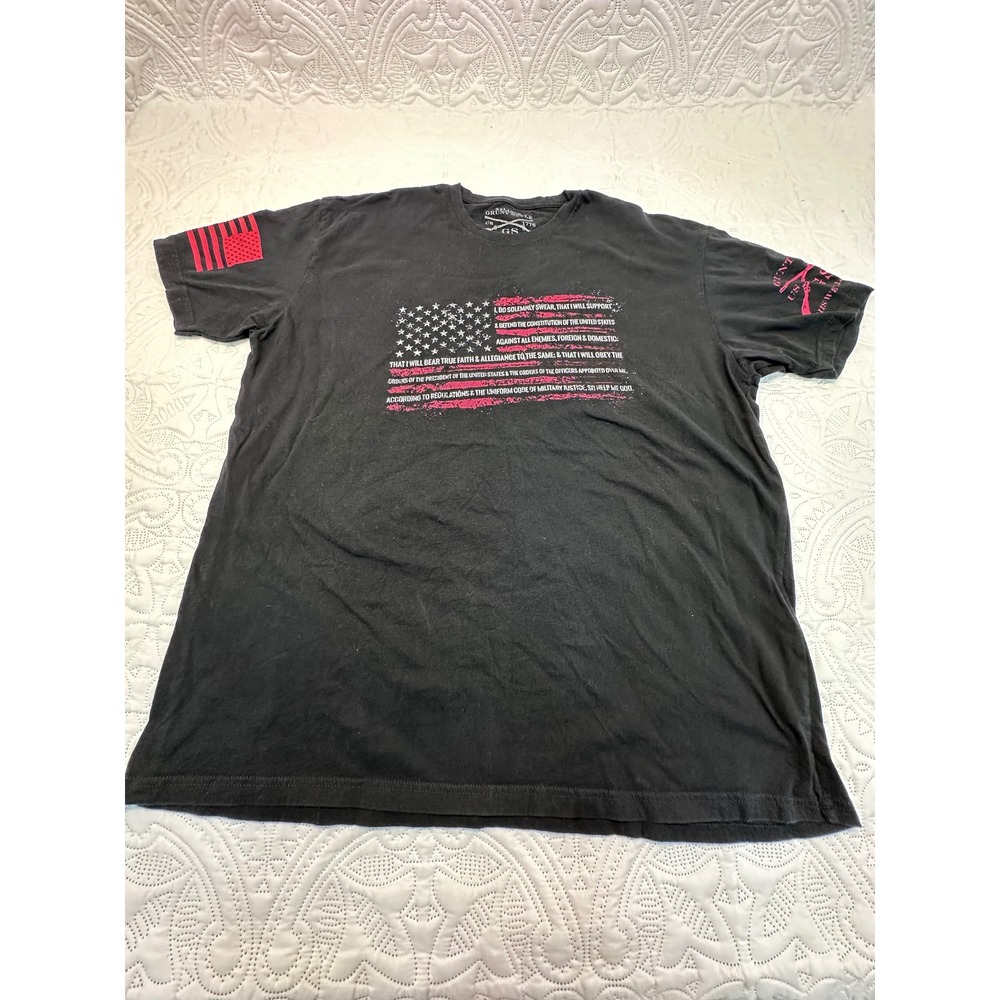 Grunt Style Mens Black Enlistment Oath American Flag Graphic T-Shirt XXL